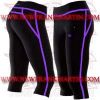 FM-894 tc-406 Ladies Gym Fitness Yoga compression Leggings Baselayer Tight Capri Trouser Black Purple Thread Zip