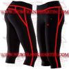 FM-894 tc-408 Ladies Gym Fitness Yoga compression Leggings Baselayer Tight Capri Trouser Black Red Thread Zip