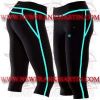 FM-894 tc-410 Ladies Gym Fitness Yoga compression Leggings Baselayer Tight Capri Trouser Black Turquoise Thread Zip