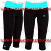 FM-894 tc-110 Ladies Gym Fitness Yoga compression Leggings Baselayer Tight Capri Trouser Black Turquoise Waist
