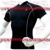 FM-898 h-304 Gym Fitness MMA Rash Guards Baselayer Compression Shirts Black Half sleeve with Zip
