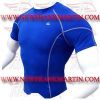 FM-898 h-104 Gym Fitness MMA Rash Guards Baselayer Compression Shirts Blue Half sleeve