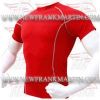 FM-898 h-112 Gym Fitness MMA Rash Guards Baselayer Compression Shirts Red Half sleeve