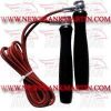 FM-920 a-204 Skipping Jump Rope Leather Heavy Weight Wooden Handle Black