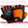 FM-996 g-428 Weightlifting Fitness Crossfit Gym Gloves Leather Spandex Black Orange